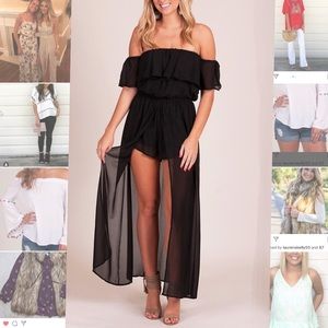 Off the shoulder black Maxi Romper